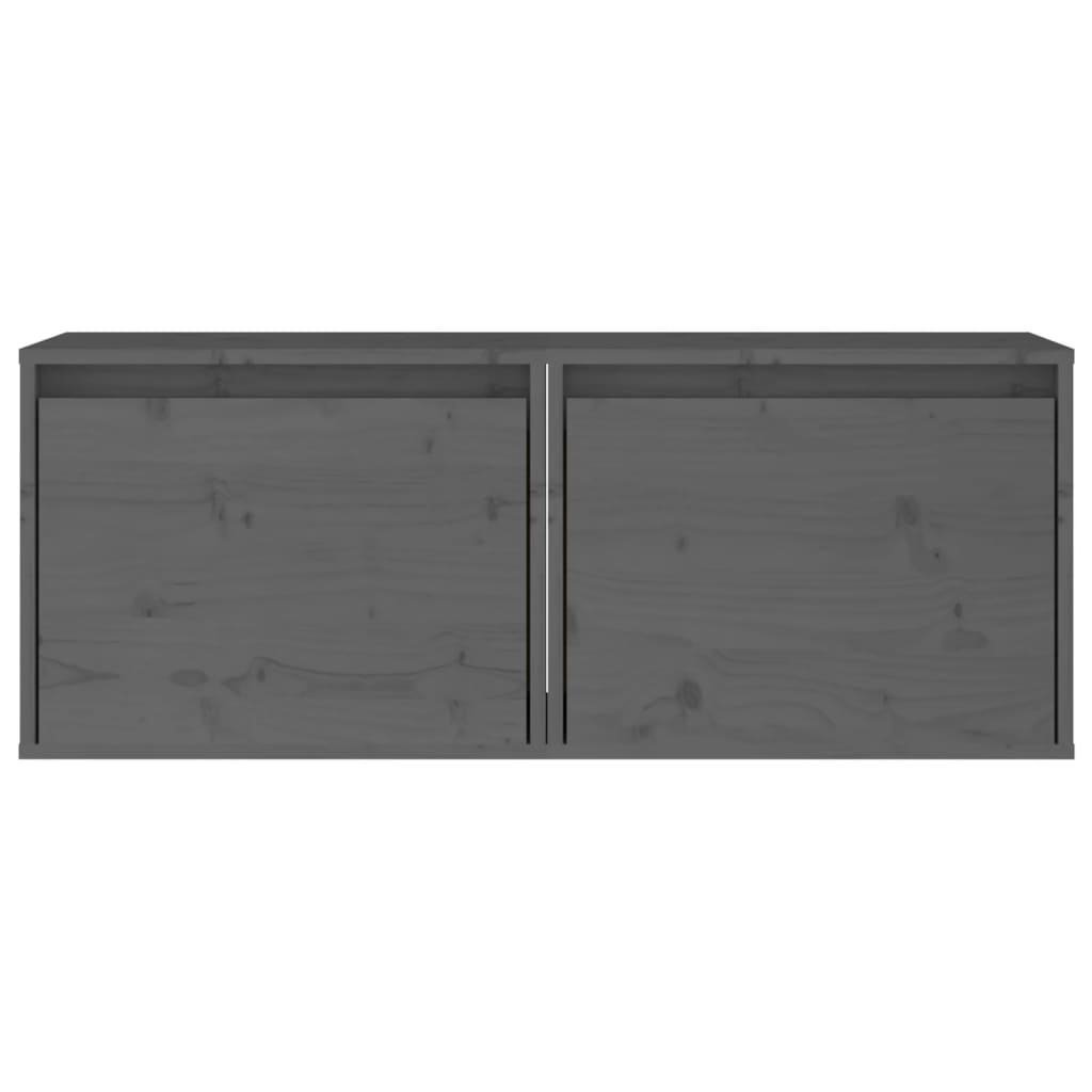 vidaXL Armarios de pared 2 uds madera maciza pino gris 45x30x35 cm