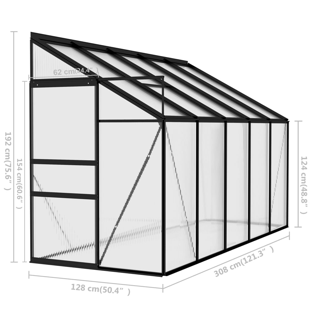 vidaXL Invernadero de aluminio gris antracita 6,23 m³