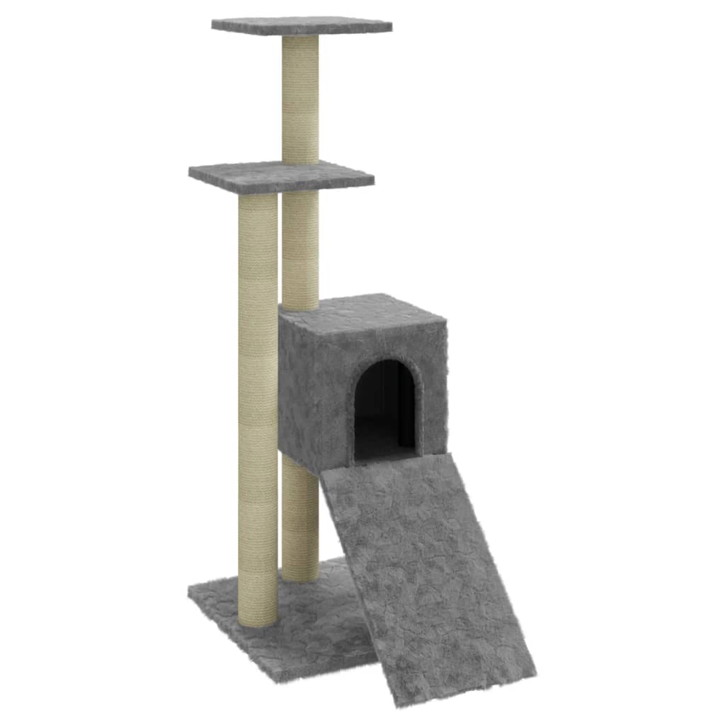 vidaXL Rascador para gatos con postes de sisal gris claro 92 cm