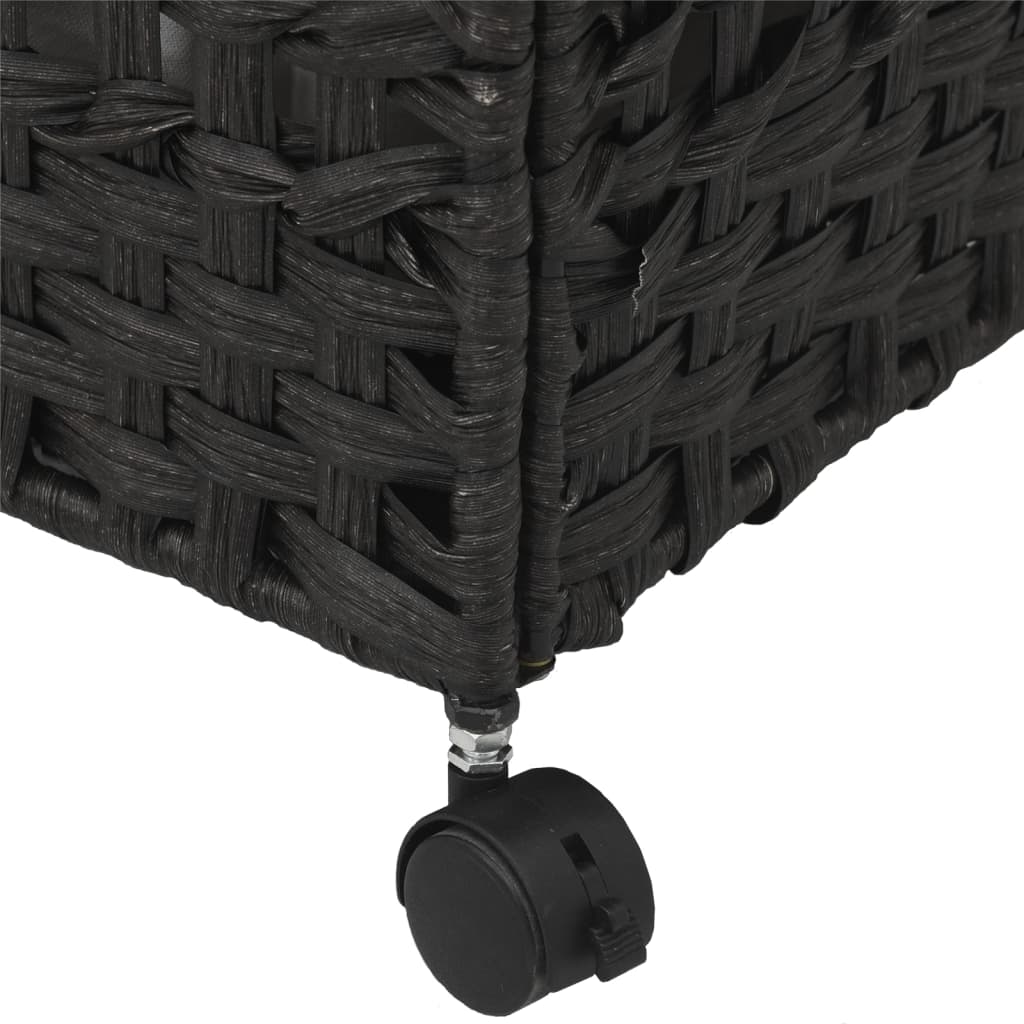 vidaXL Cesto para ropa sucia con ruedas ratán negro 66x35x60 cm