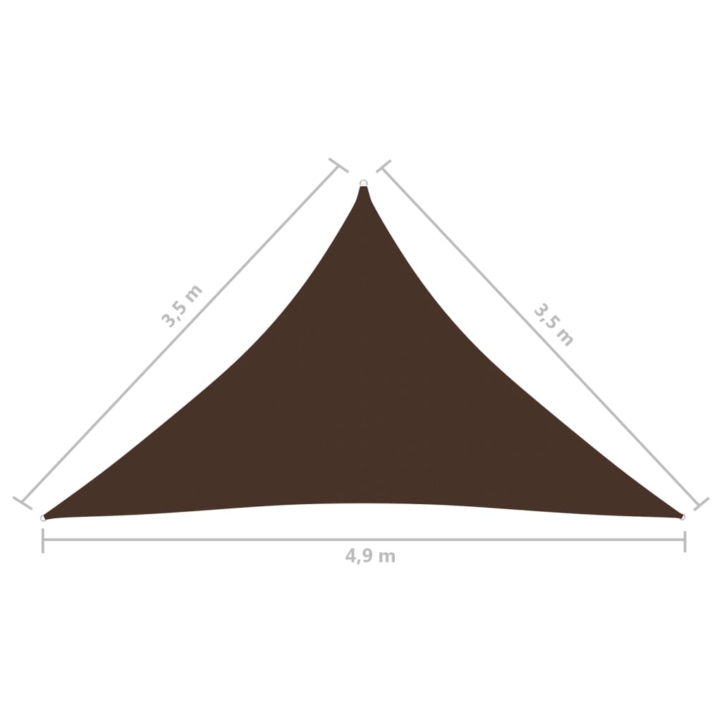 vidaXL Toldo de vela triangular tela Oxford marrón 3,5x3,5x4,9 m