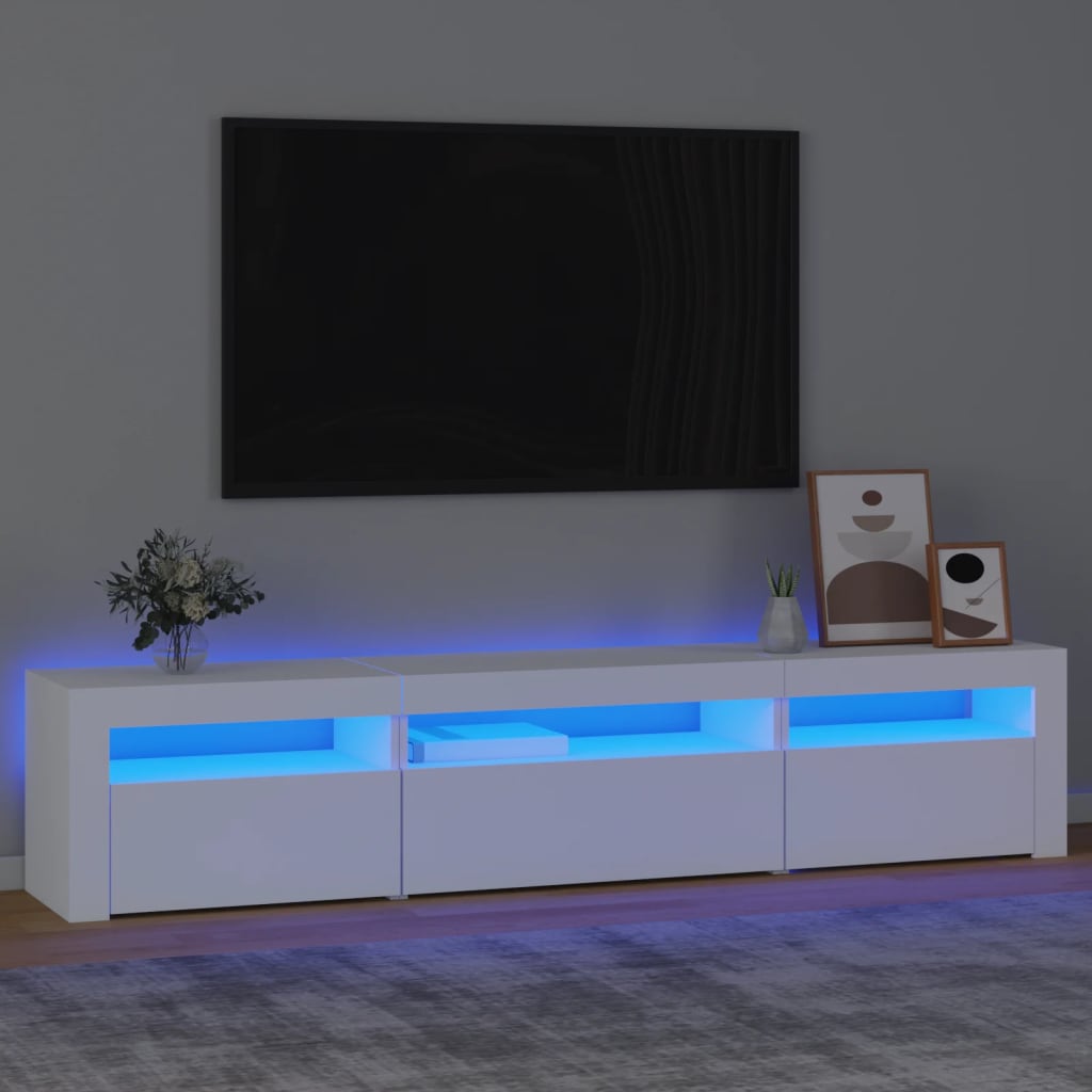 vidaXL Mueble de TV con luces LED blanco 195x35x40 cm