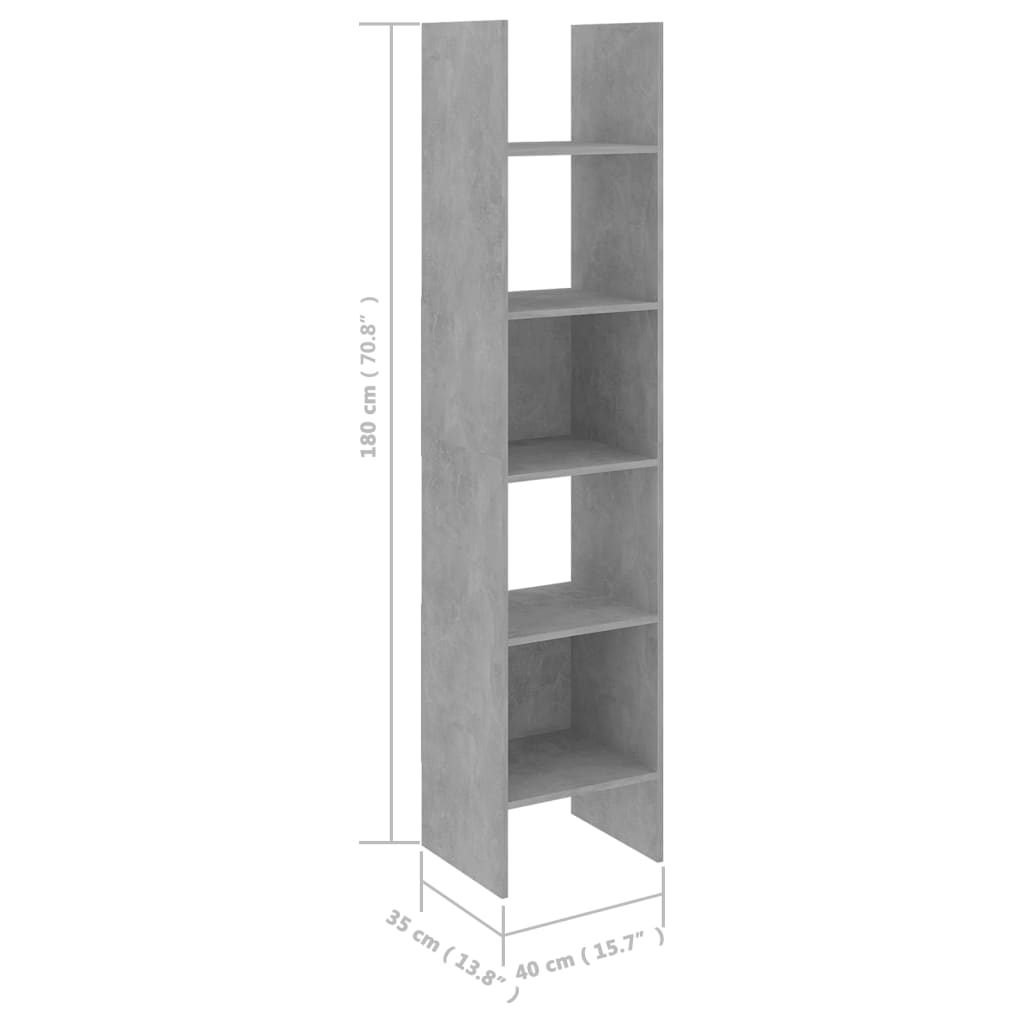 vidaXL Estantería librería 4 piezas madera de ingeniería gris hormigón