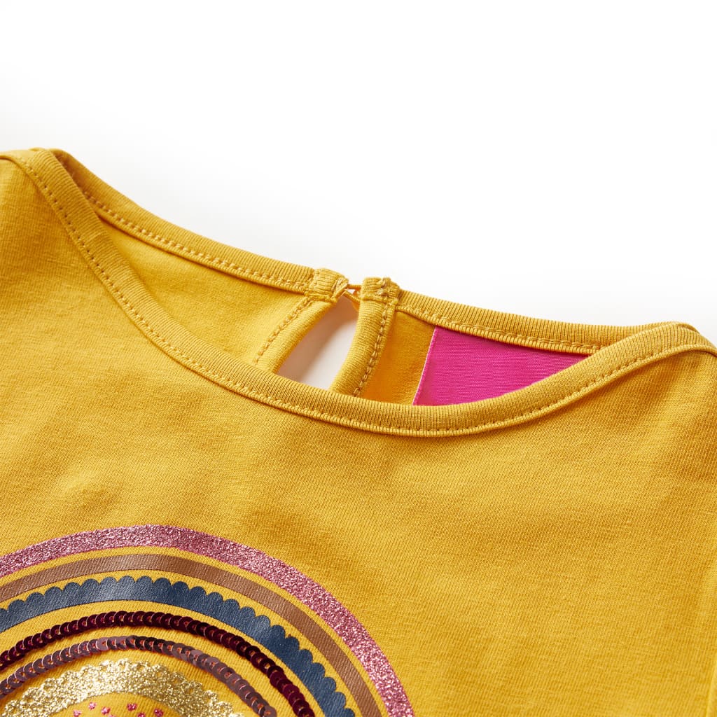 Camiseta infantil de manga larga color ocre 92