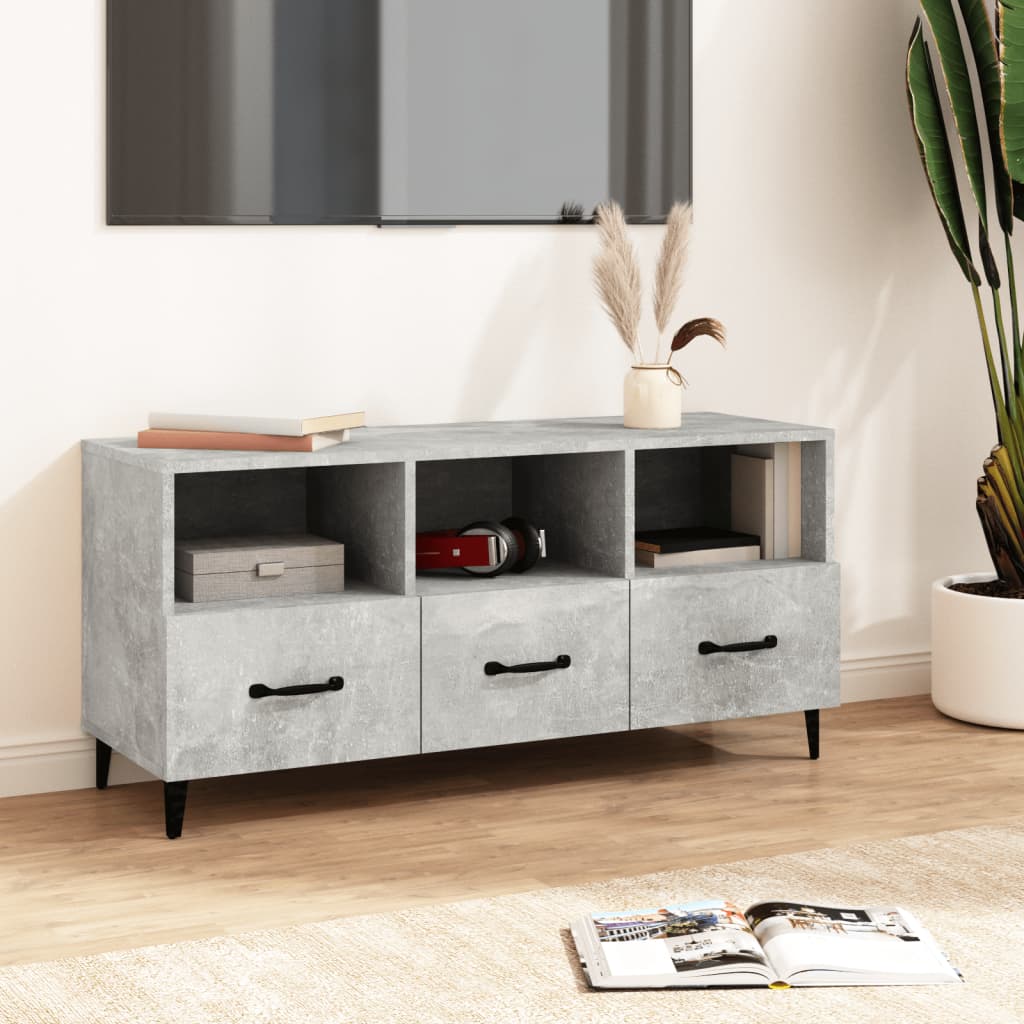 vidaXL Mueble de TV madera contrachapada gris hormigón 102x35x50 cm
