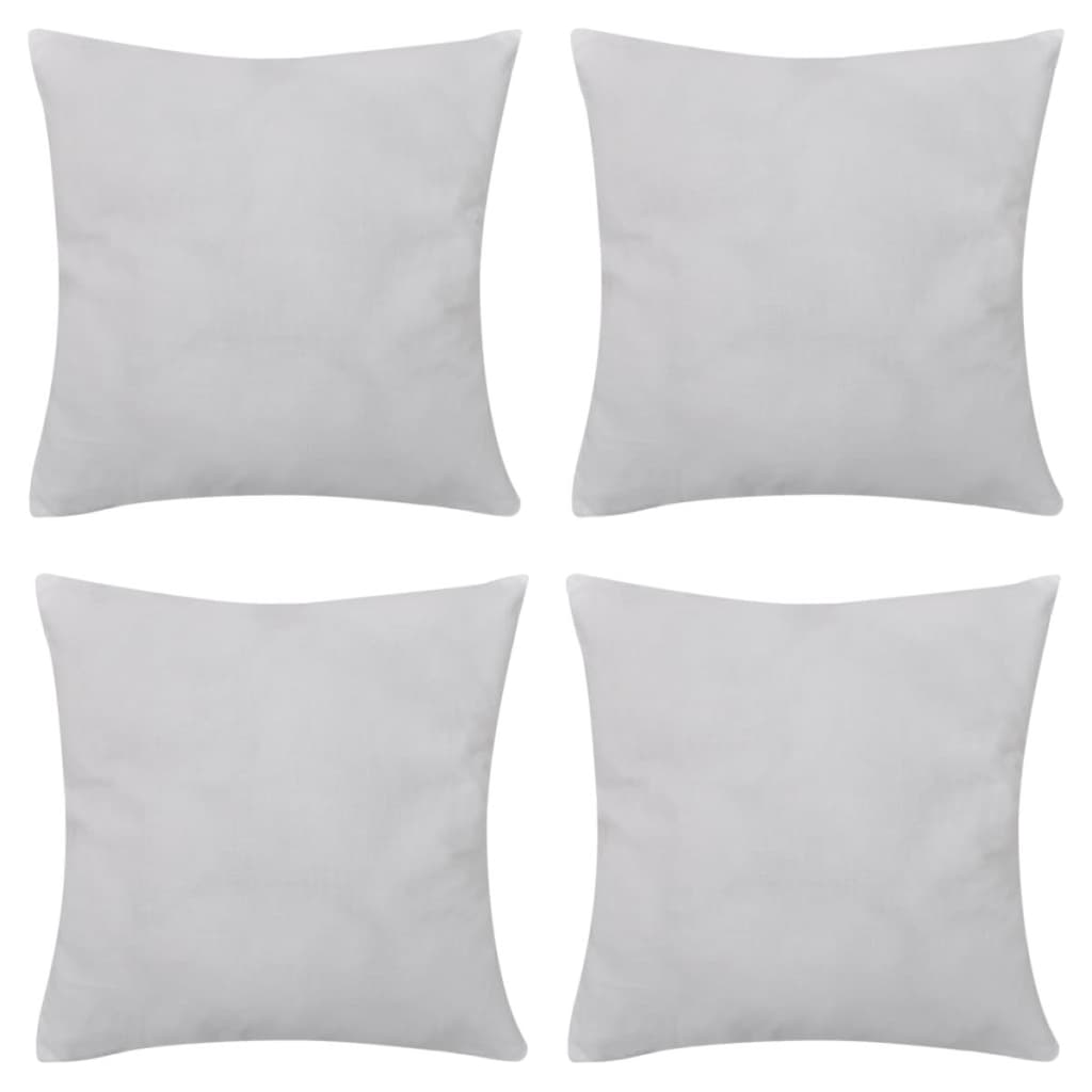 4 fundas blancas para cojines de algodón, 80 x 80 cm