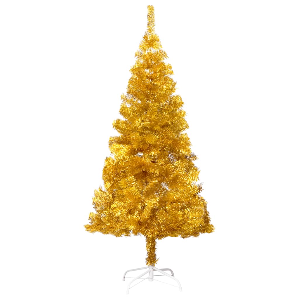 vidaXL Árbol de Navidad artificial con LED y soporte PVC dorado 120 cm