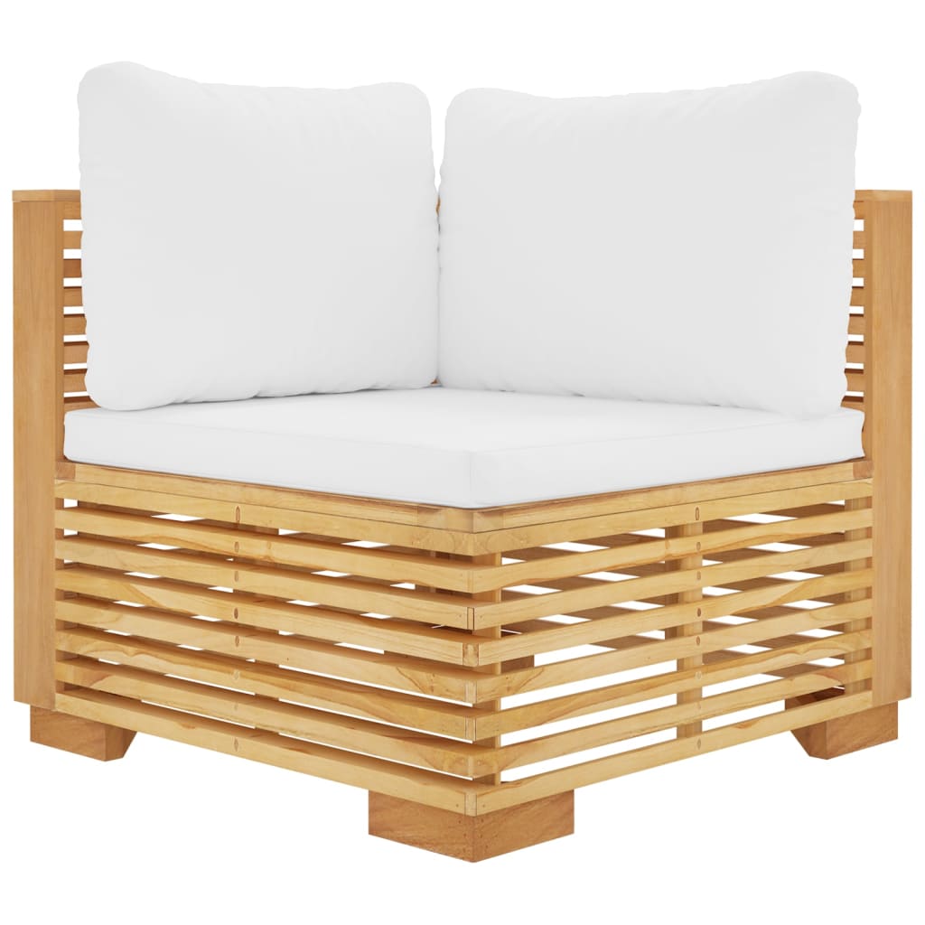 vidaXL Juego muebles de jardín 11 piezas y cojines madera maciza teca