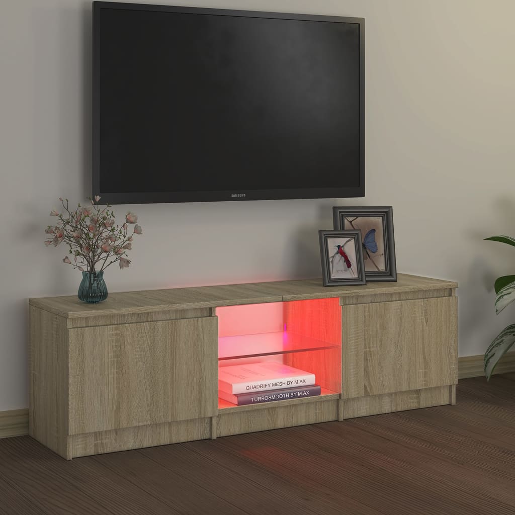 vidaXL Armario TV con luces LED roble Sonoma 120x30x35,5 cm