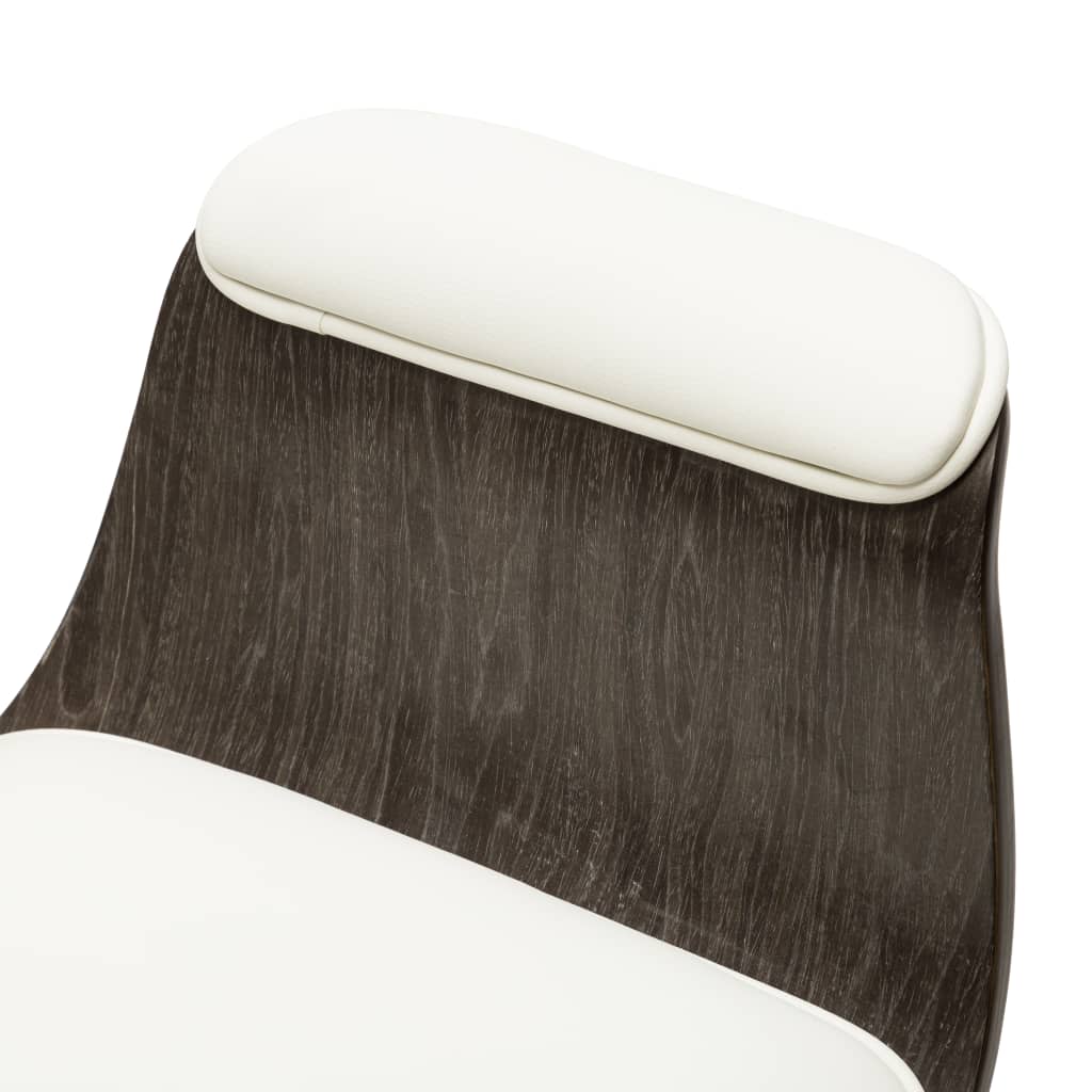 vidaXL Silla de oficina de madera curvada y cuero sintético blanco