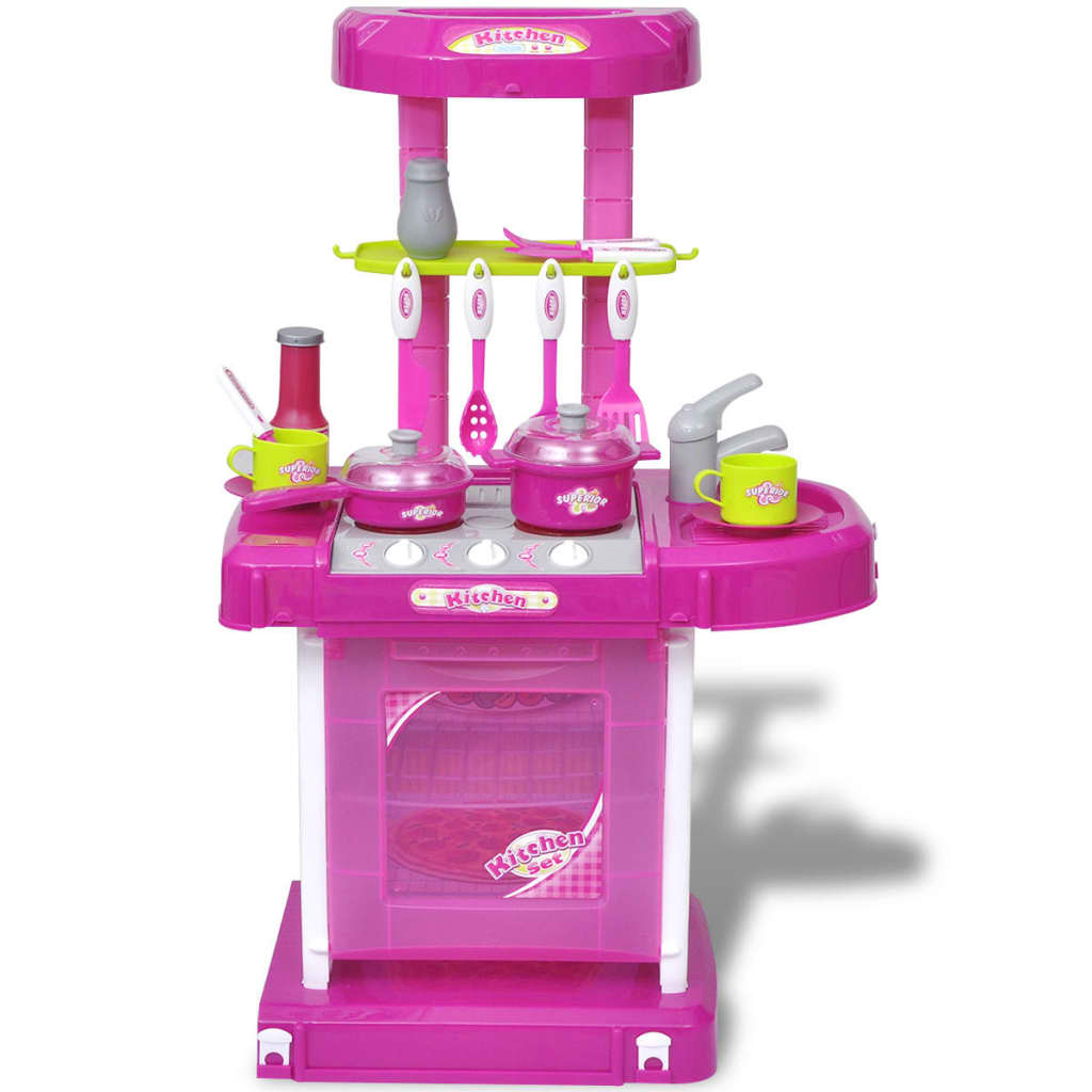 vidaXL Cocinita de juguete para niños con efectos de luz y sonido rosa