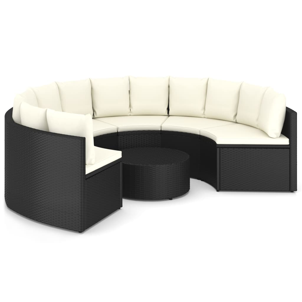 vidaXL Set de sofás de jardín 7 piezas y cojines ratán sintético negro