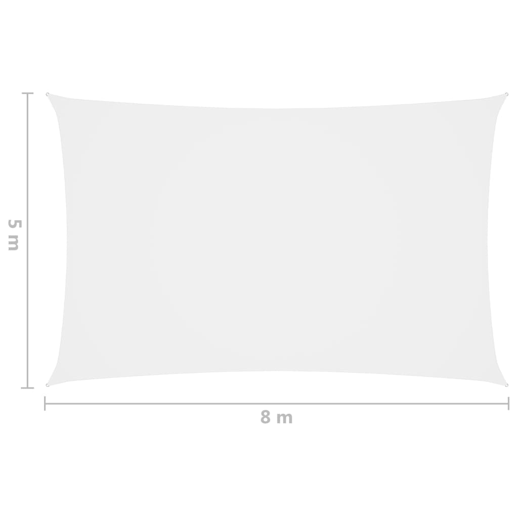 vidaXL Toldo de vela rectangular tela Oxford blanco 5x8 m