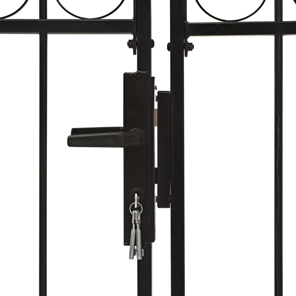 vidaXL Cancela de valla doble puerta con arco 400x150 cm acero negro