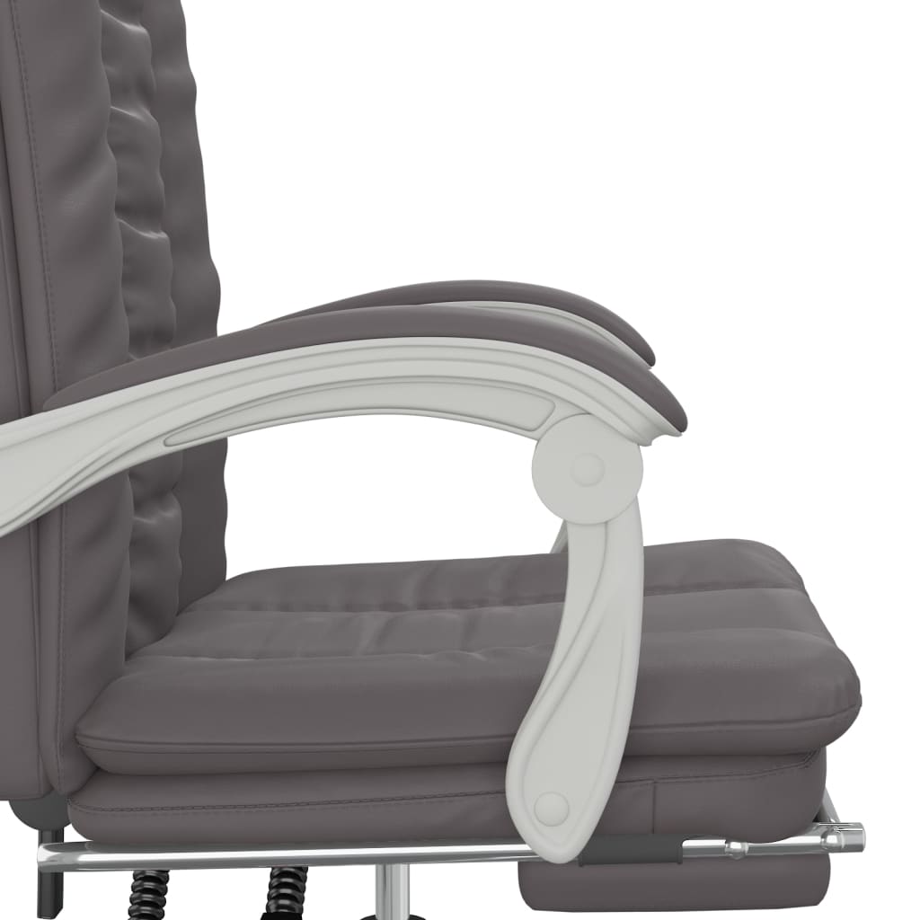 vidaXL Silla de oficina reclinable cuero sintético gris