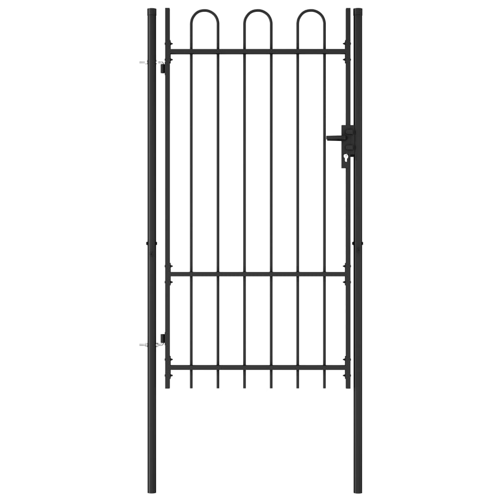 vidaXL Cancela de valla con una puerta y arco acero negro 1x1,75 m
