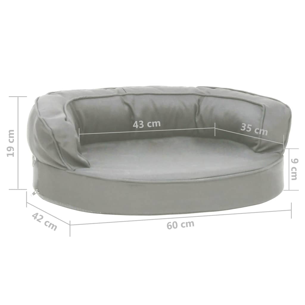 vidaXL Colchón para cama de perro ergonómico aspecto lino gris 60x42cm