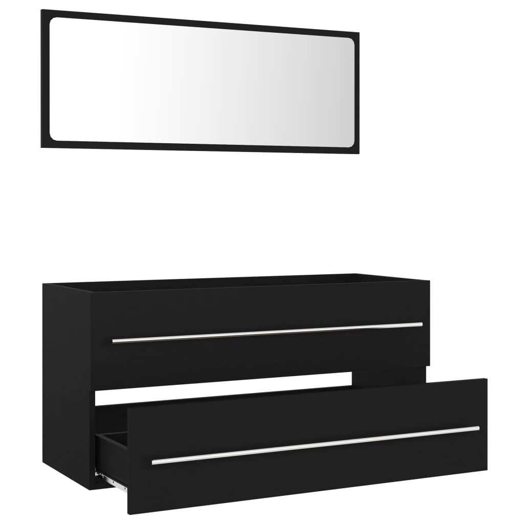 vidaXL Conjunto de muebles de baño 2 piezas aglomerado negro