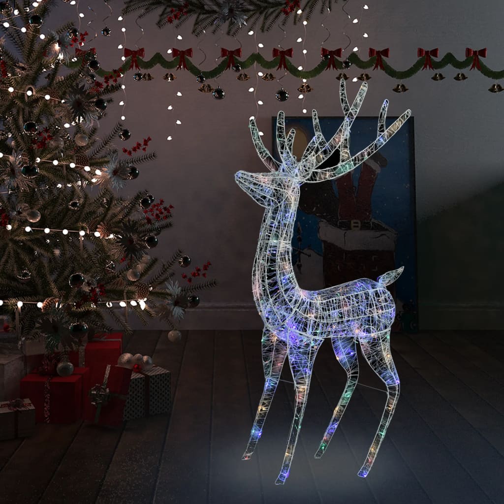 vidaXL Reno navideño acrílico XXL 250 LEDs de colores 180 cm