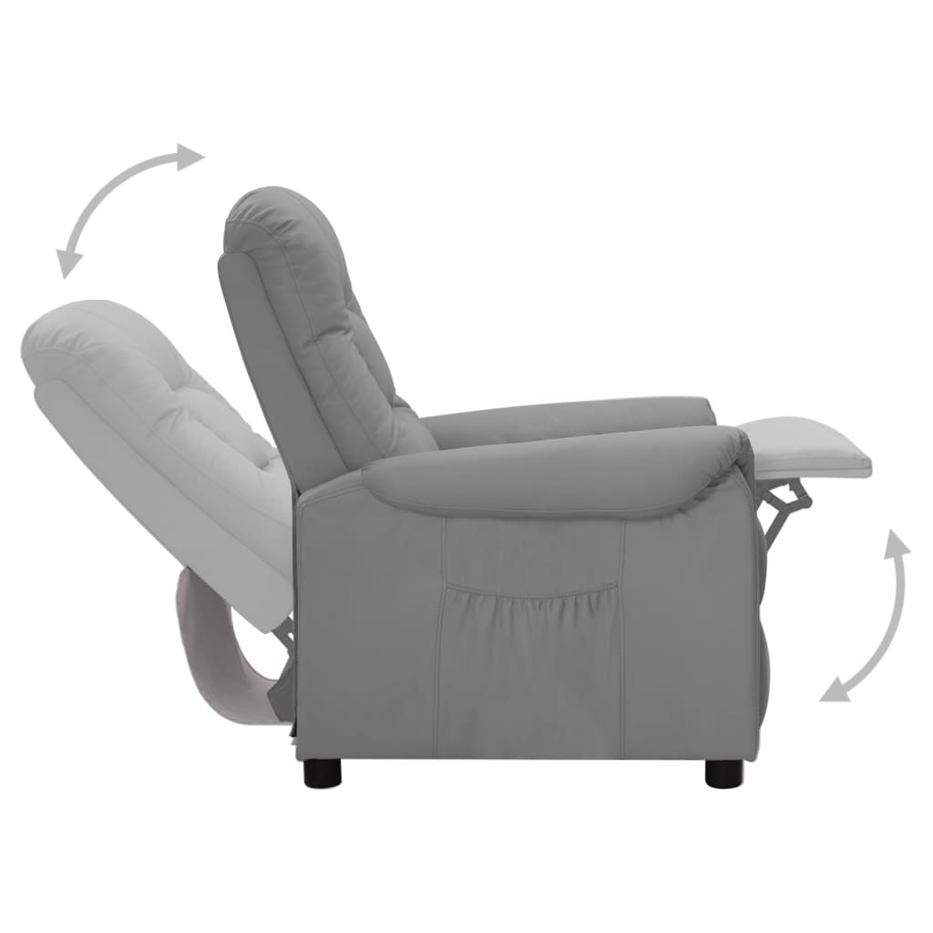 vidaXL Sillón reclinable elevable de cuero sintético gris