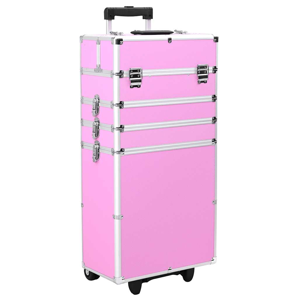 vidaXL Maletín trolley de maquillaje de aluminio rosa | vidaXL.es