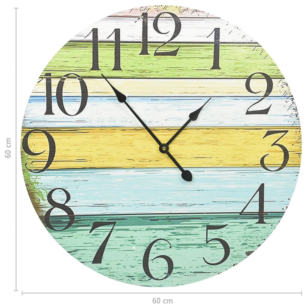 vidaXL Reloj de pared de MDF multicolor 60 cm