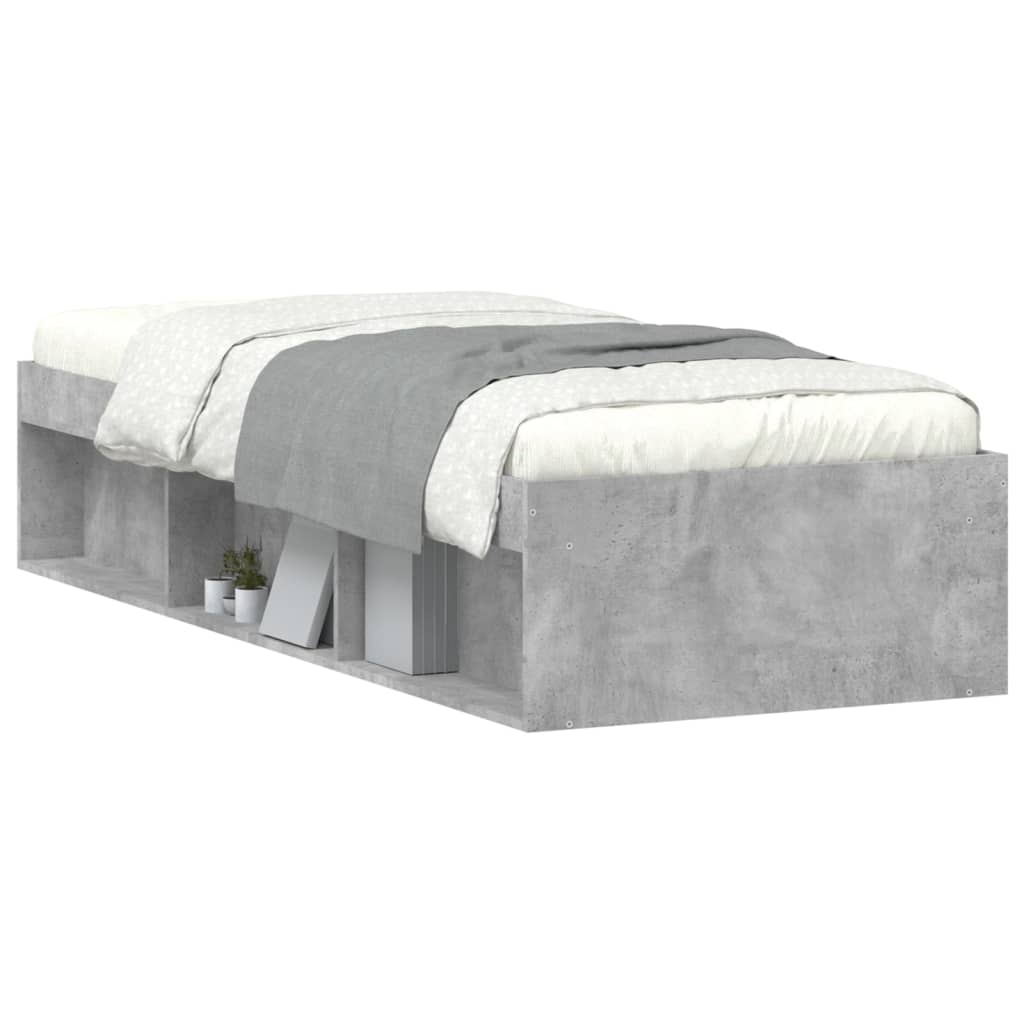 vidaXL Estructura de cama gris hormigón 75x190 cm