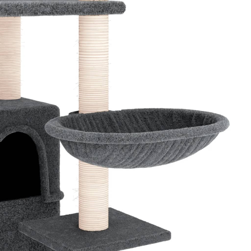 vidaXL Rascador para gatos con postes de sisal gris oscuro 175 cm
