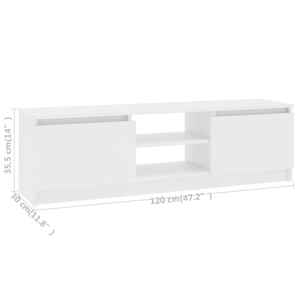 vidaXL Mueble para TV madera contrachapada blanco 120x30x35,5 cm