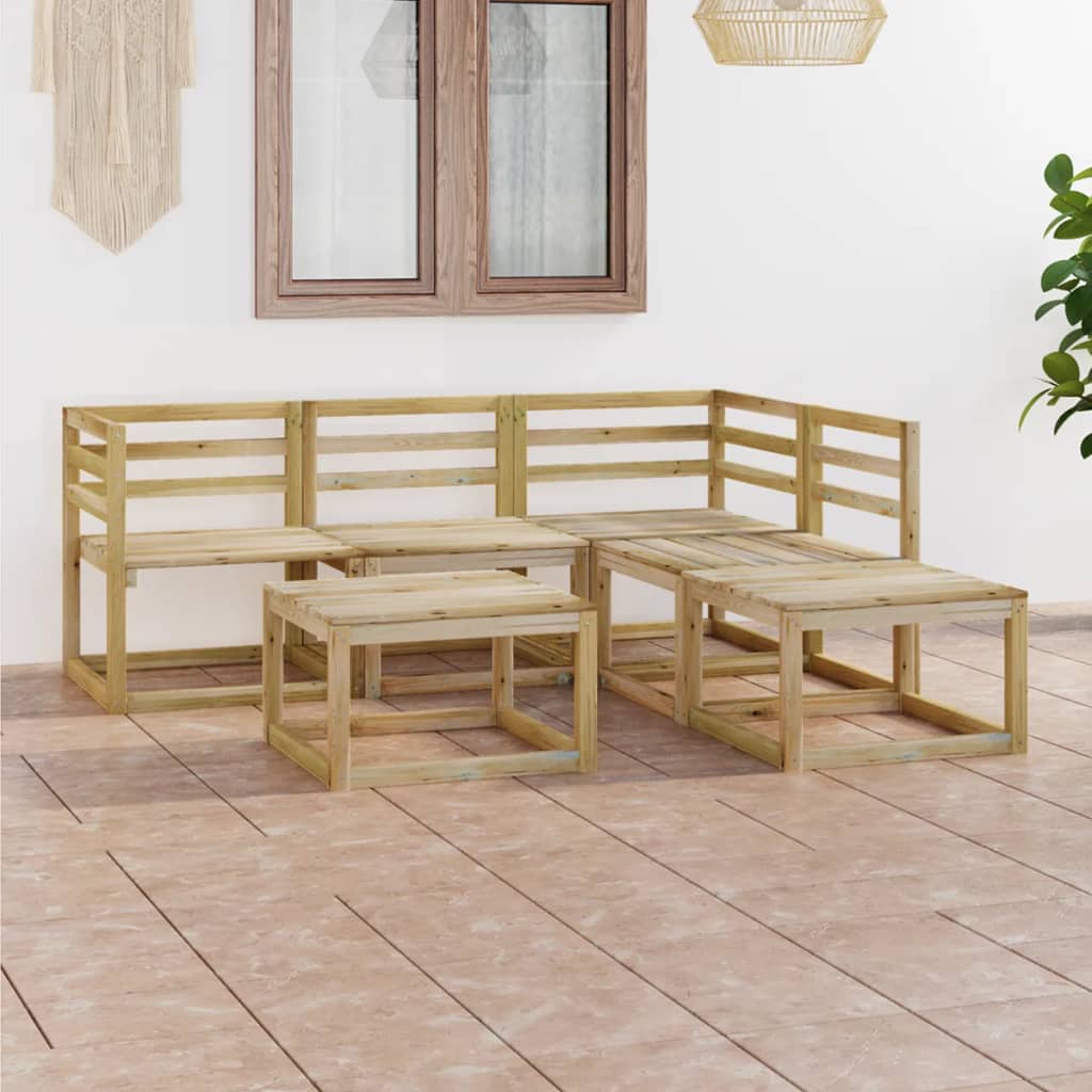 vidaXL Set de muebles de jardín 6 pzas madera de pino impregnada verde