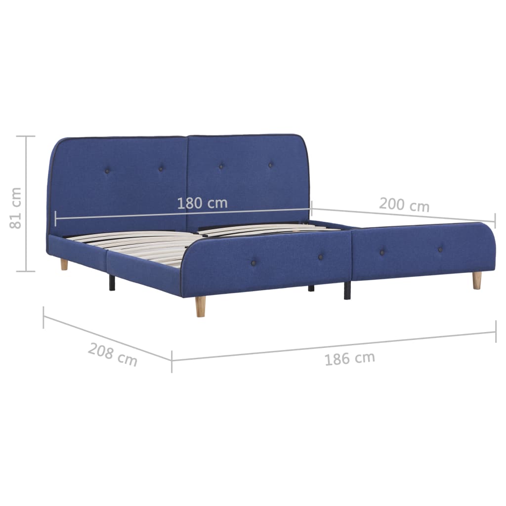 vidaXL Estructura de cama de tela azul 180x200 cm