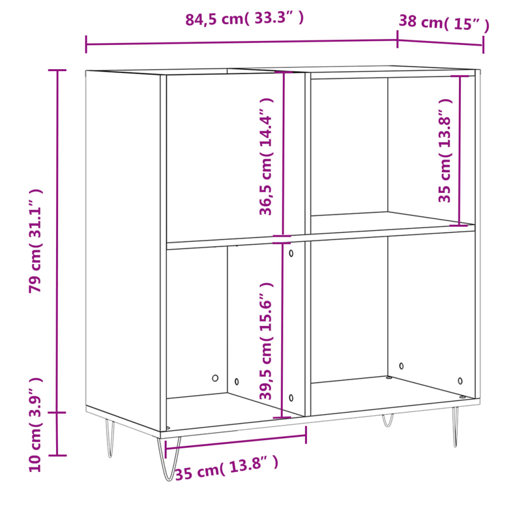 vidaXL Mueble para discos madera contrachapada blanco 84,5x38x89 cm