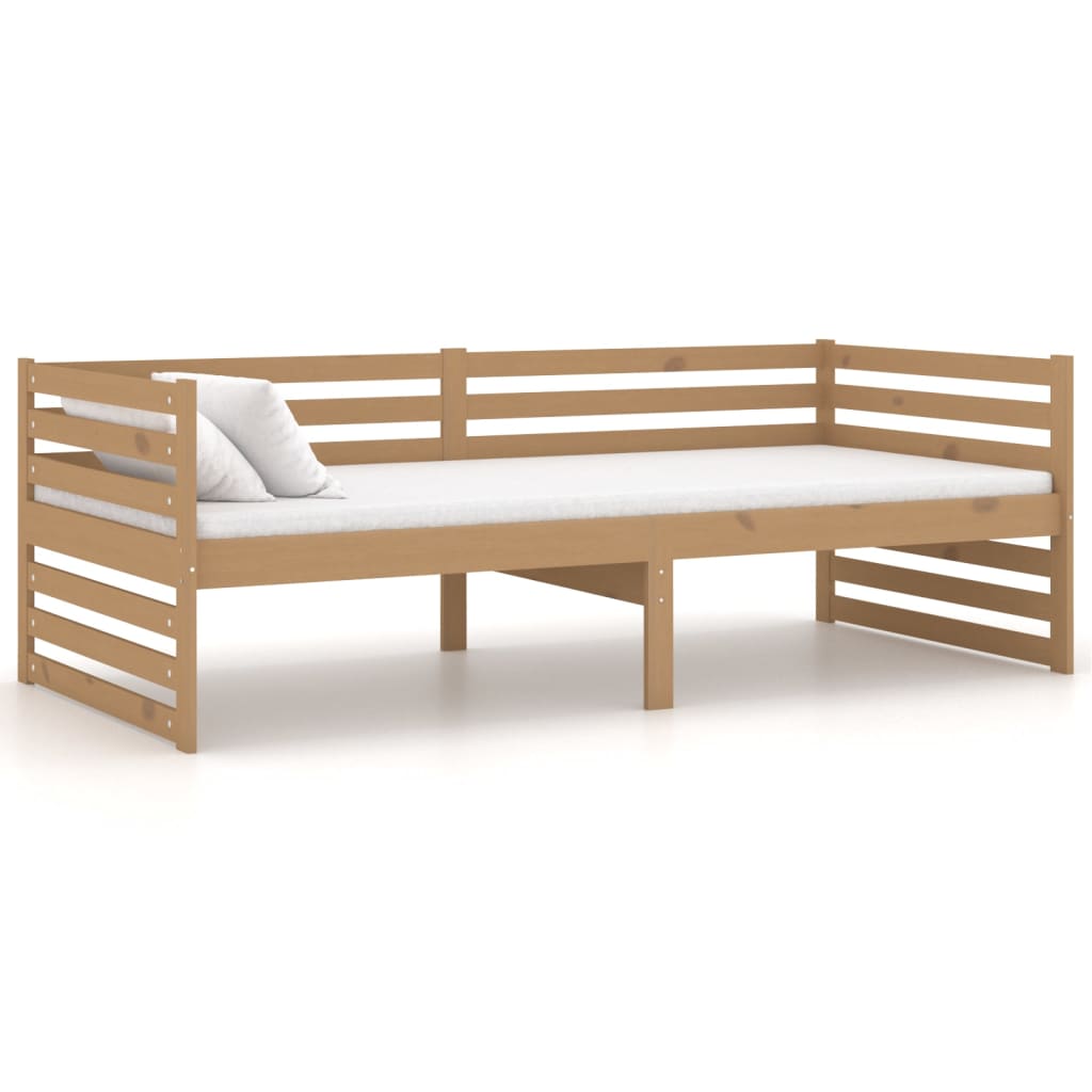 vidaXL Sofá cama con colchón madera pino maciza marrón miel 90x200 cm