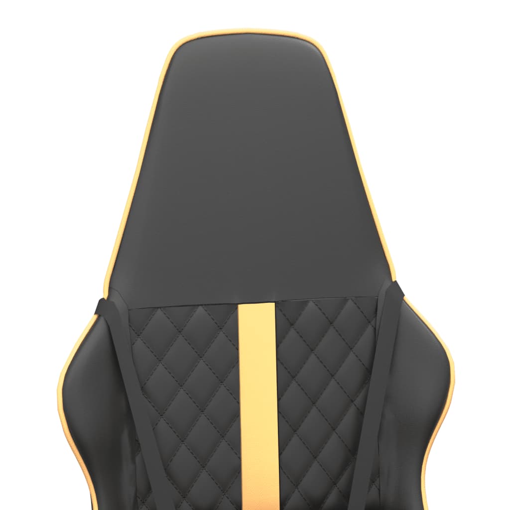 vidaXL Silla gaming con masaje cuero sintético dorado y negro
