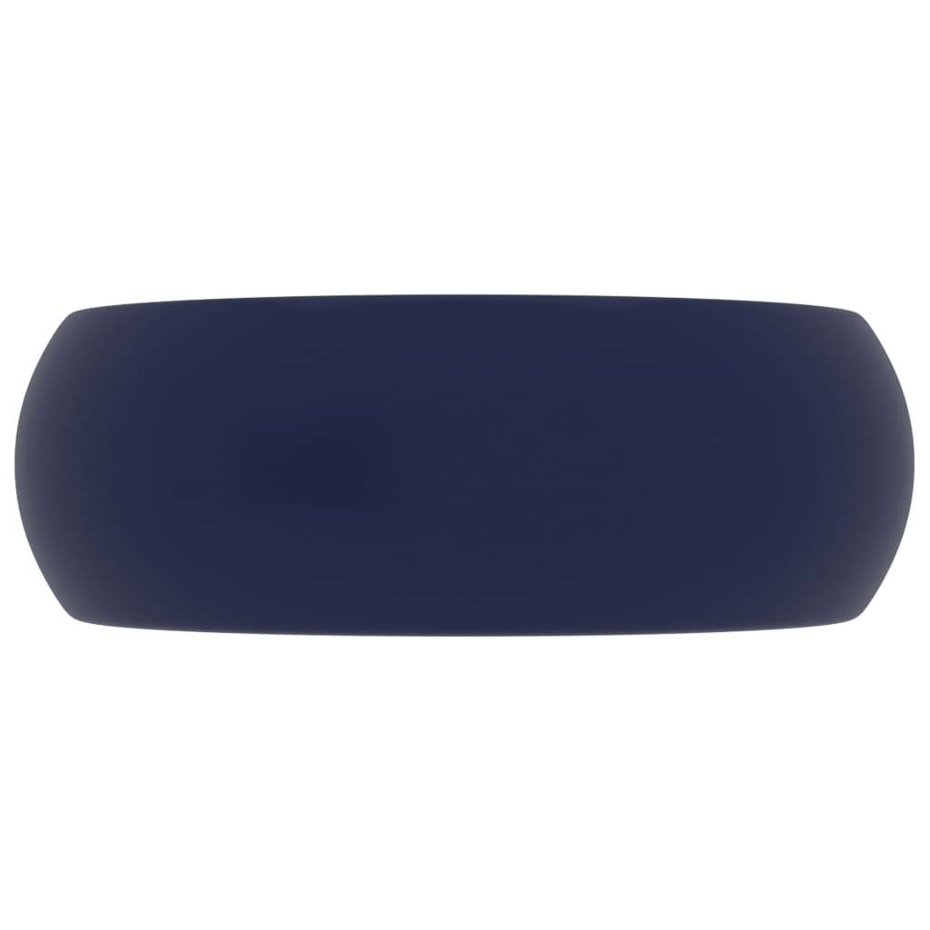 vidaXL Lavabo de lujo redondo cerámica azul oscuro mate 40x15 cm