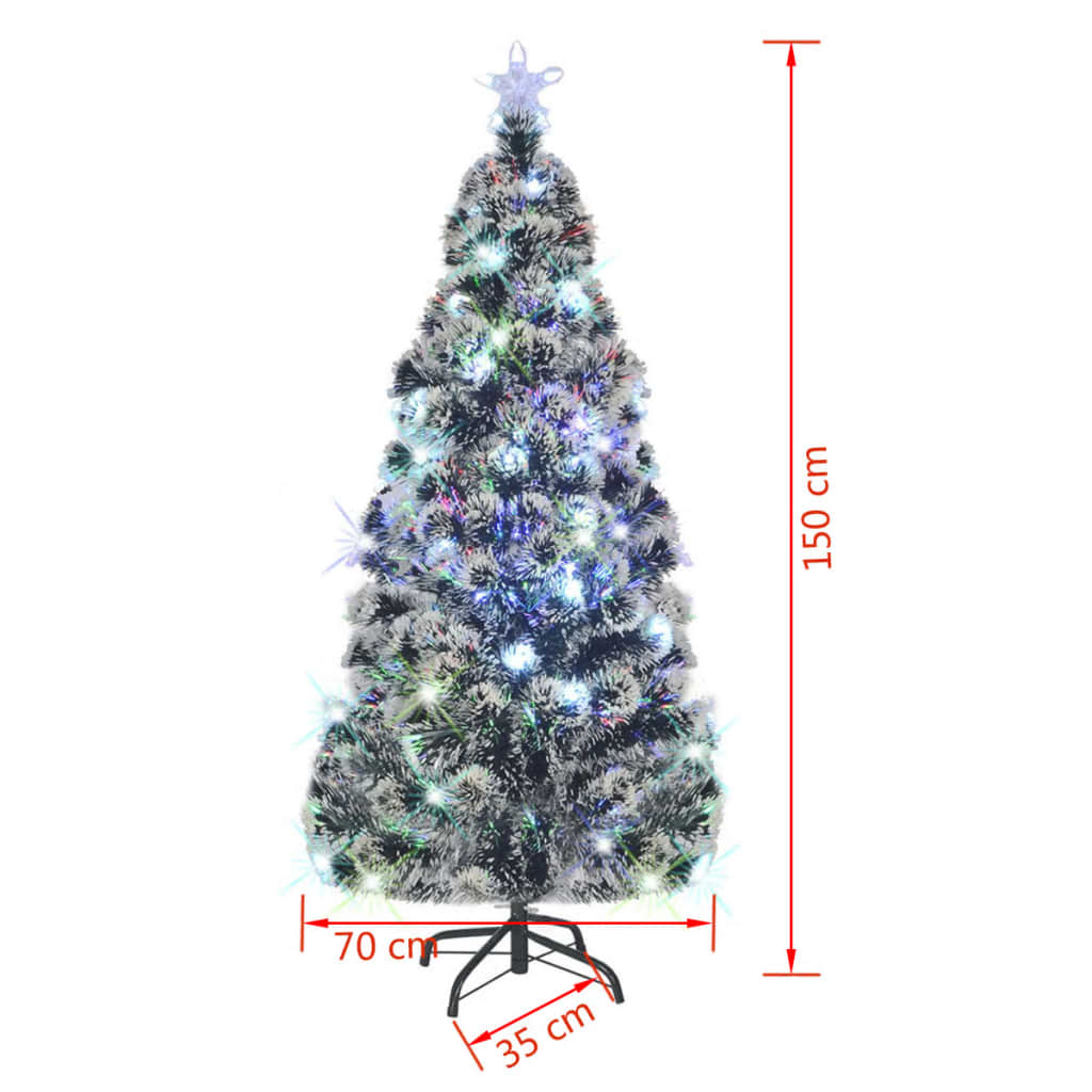 vidaXL Árbol de Navidad artificial con soporte/LED fibra óptica 150 cm