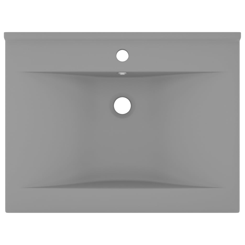 vidaXL Lavabo de lujo con grifo cerámica 60x46 cm gris claro