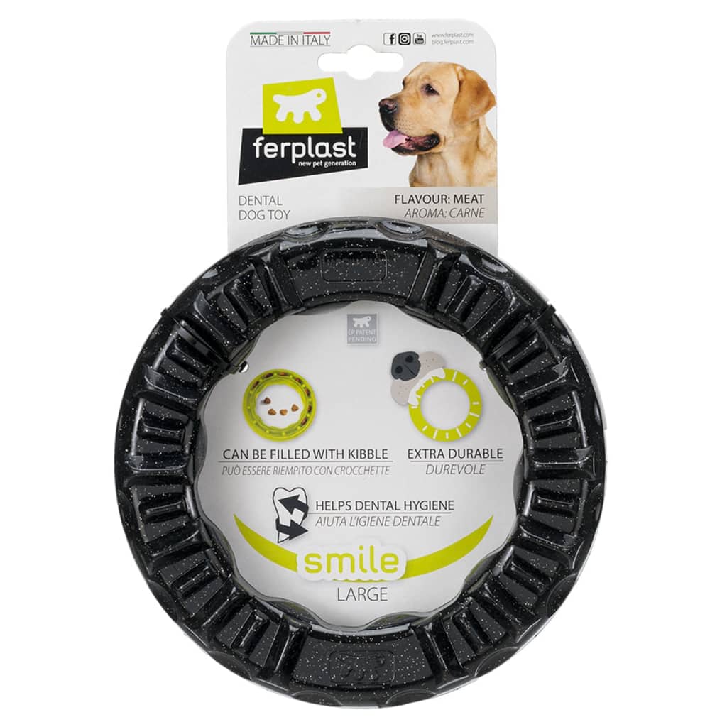 Ferplast Juguete dental para perros Smile negro grande 20x18x4 cm
