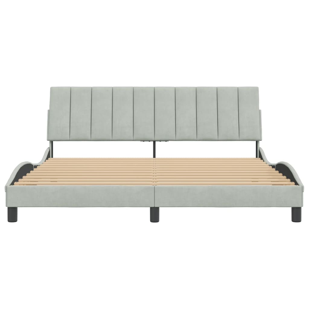 vidaXL Estructura de cama con cabecero terciopelo gris claro 180x200cm