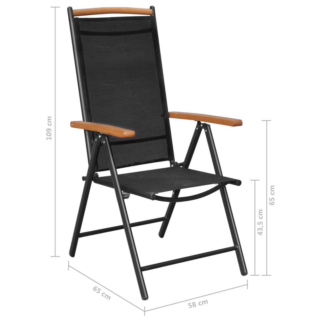 vidaXL Set comedor jardín con sillas plegables 5 piezas aluminio negro