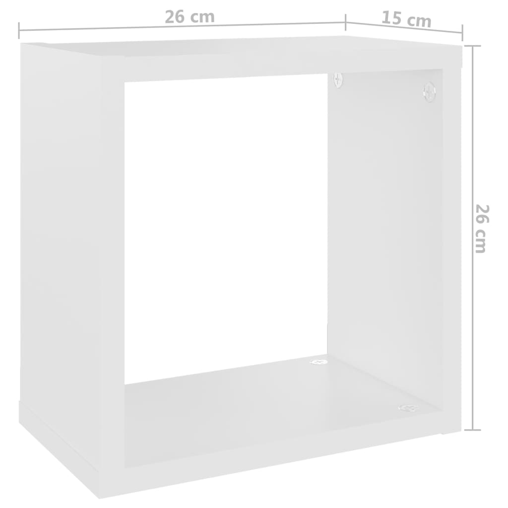 vidaXL Estantes cubo de pared 2 unidades blanco 26x15x26 cm
