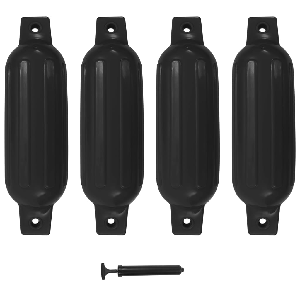 vidaXL Defensas para barco 4 unidades PVC negro 41x11,5 cm