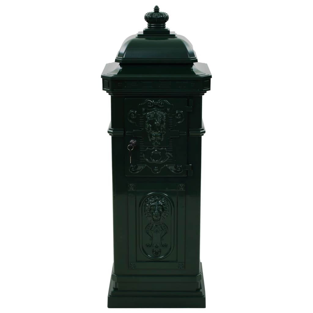 vidaXL Buzón de columna de aluminio estilo vintage inoxidable verde
