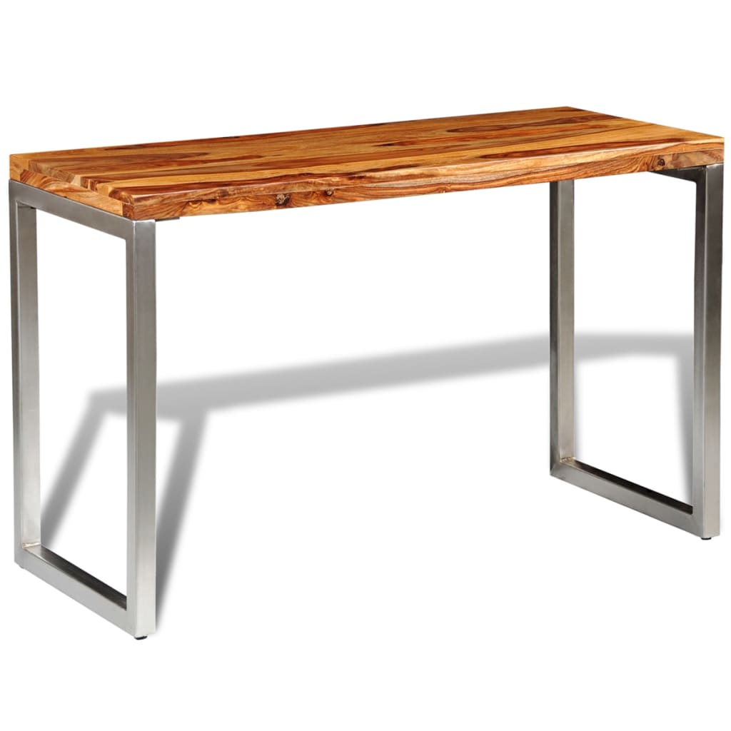 vidaXL Mesa de salón o escritorio madera sheesham con patas de acero