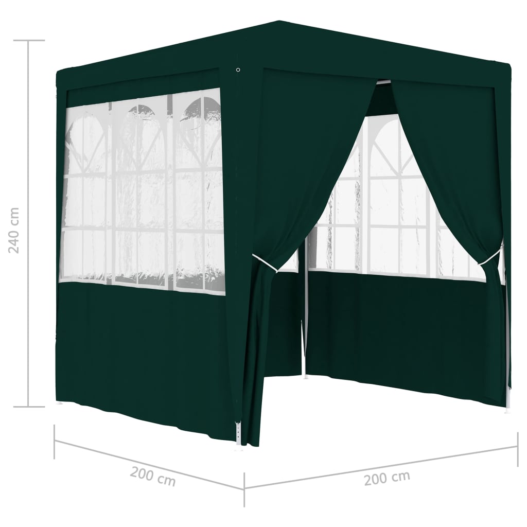 vidaXL Carpa profesional para fiestas con paredes verde 90 g/m² 2x2 m