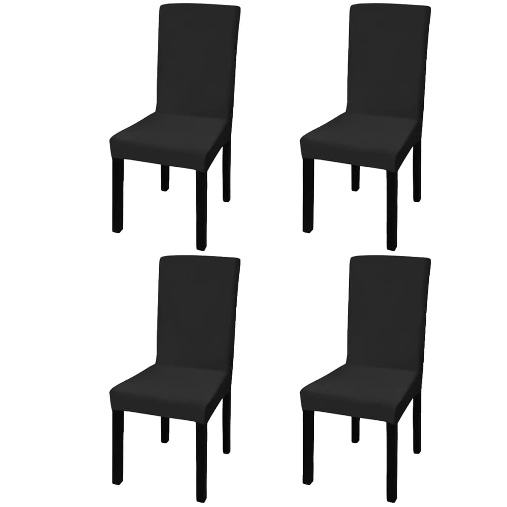 vidaXL Funda de silla elástica recta 4 unidades negra