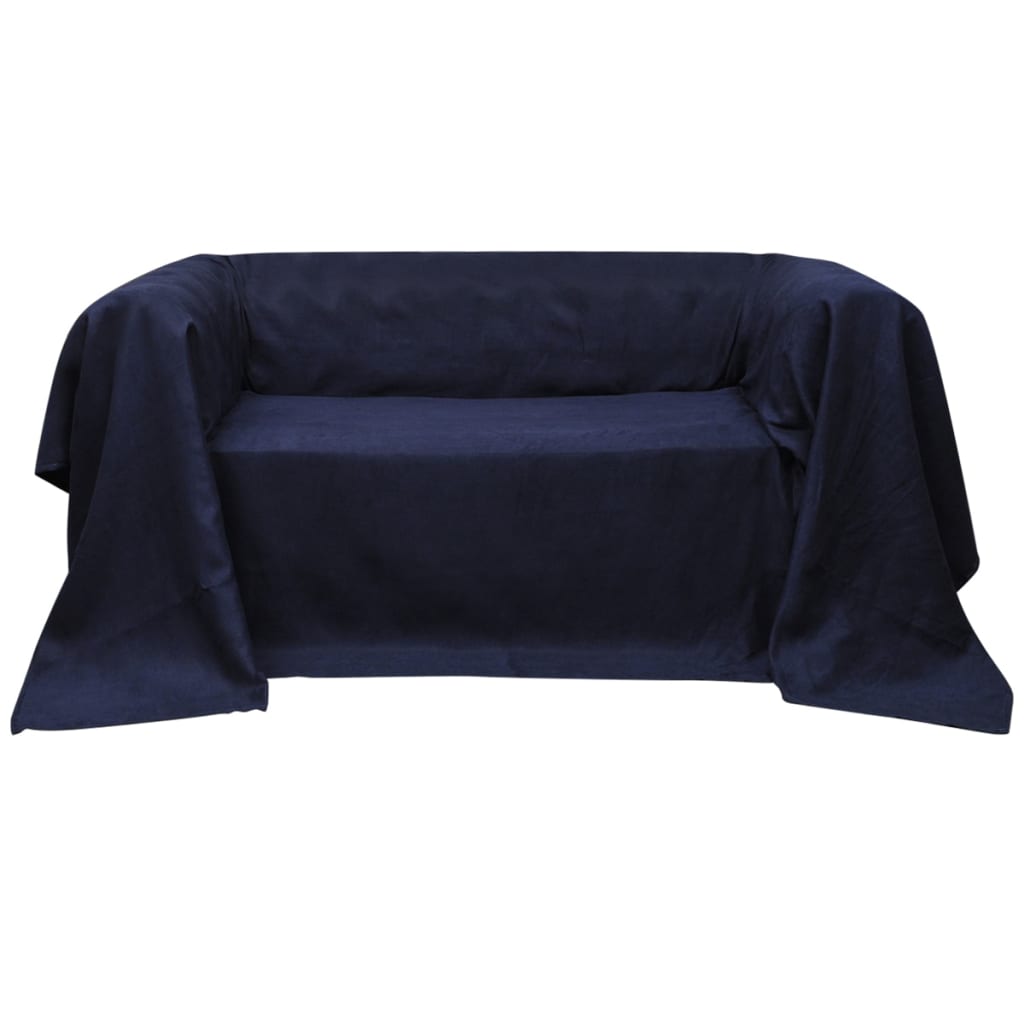 Funda color azúl marino para sofá de micro-gamuza, 270 x 350 cm