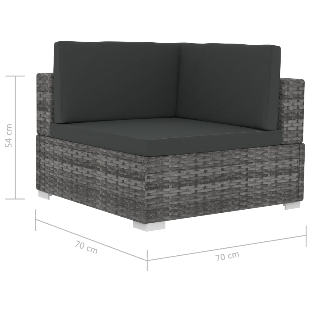 vidaXL Set de sofás de jardín con cojines 3 pzas ratán sintético gris