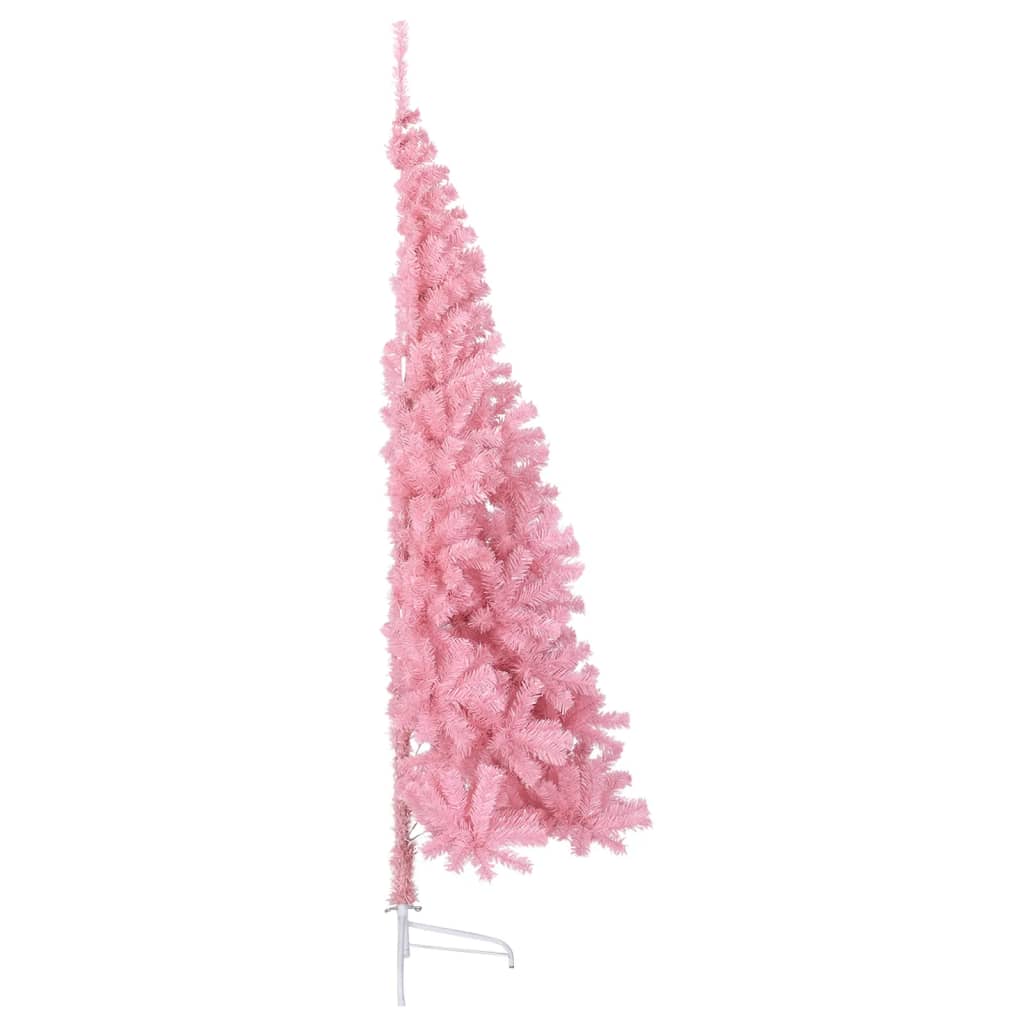 vidaXL Medio árbol de Navidad artificial con soporte PVC rosa 180 cm