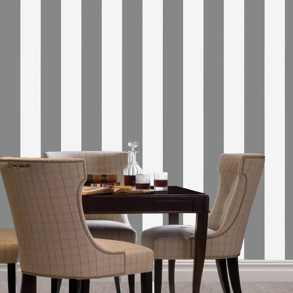 DUTCH WALLCOVERINGS Papel de pared rayas gris y blanco 7358-0